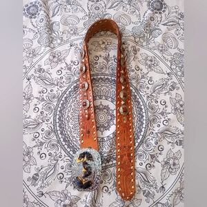 Leather Belt with Butterfly Belt Buckle